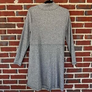 Grey ribbed mock neck mini dress
